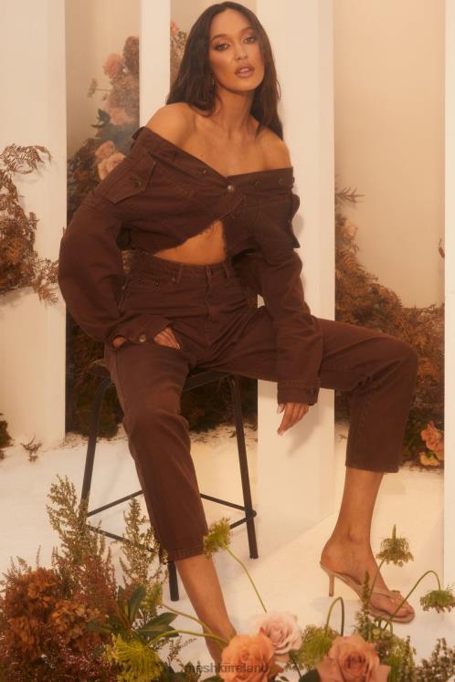 Meshki Millicent Plain Rigid Mom Jeans Clothing Chocolate 6DX221341