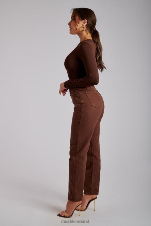 Meshki Millicent Plain Rigid Mom Jeans Clothing Chocolate 6DX221341