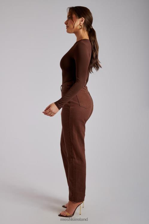 Meshki Millicent Plain Rigid Mom Jeans Clothing Chocolate 6DX221341
