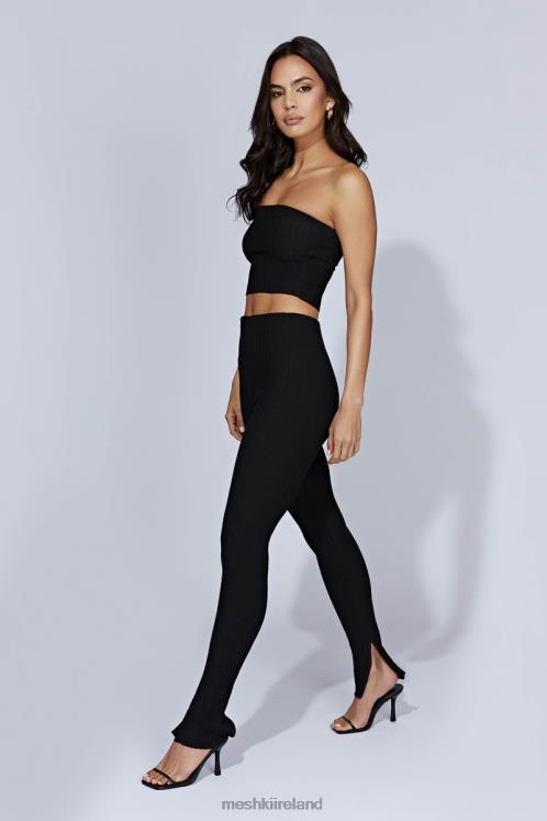 Meshki Jordi Side Split Knit Leggings Clothing Black 6DX221587