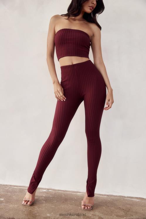 Meshki Jordi Side Split Knit Leggings Clothing Cherry Chocolate 6DX221473