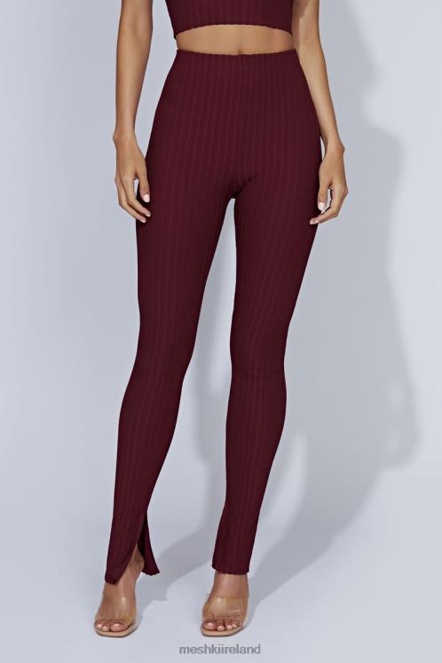 Meshki Jordi Side Split Knit Leggings Clothing Cherry Chocolate 6DX221473
