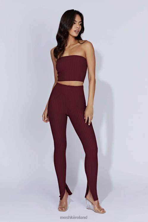 Meshki Jordi Side Split Knit Leggings Clothing Cherry Chocolate 6DX221473