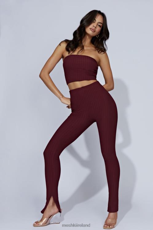 Meshki Jordi Side Split Knit Leggings Clothing Cherry Chocolate 6DX221473