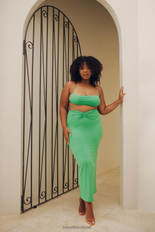 Meshki Amber Ruched Maxi Skirt Clothing Green 6DX221573