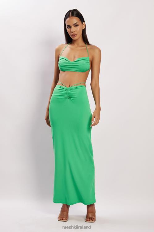 Meshki Amber Ruched Maxi Skirt Clothing Green 6DX221573