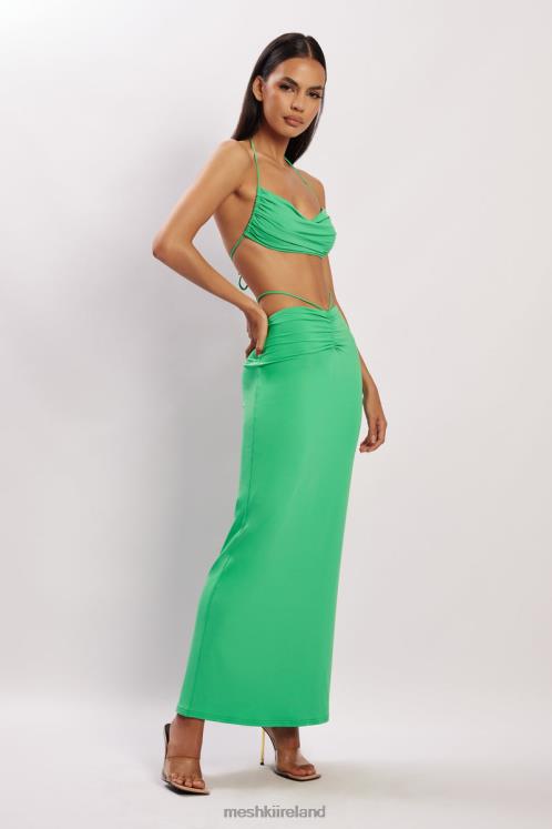 Meshki Amber Ruched Maxi Skirt Clothing Green 6DX221573