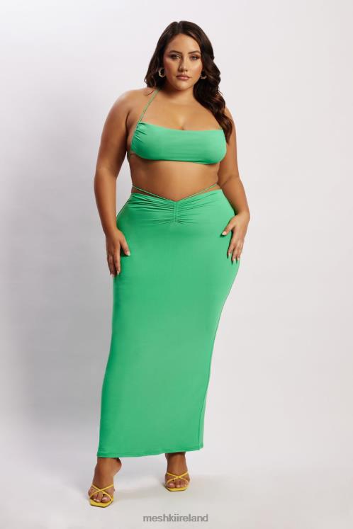Meshki Amber Ruched Maxi Skirt Clothing Green 6DX221573