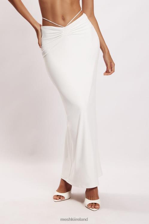 Meshki Amber Ruched Maxi Skirt Clothing White 6DX221572