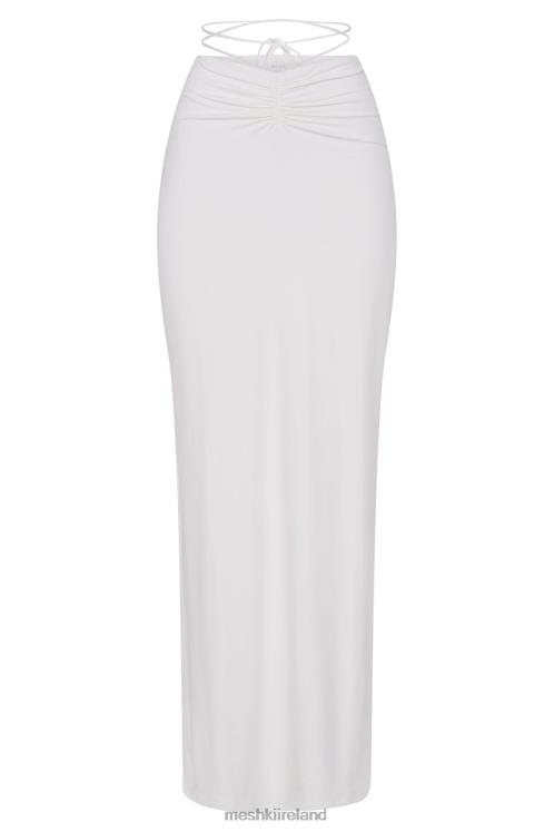 Meshki Amber Ruched Maxi Skirt Clothing White 6DX221572