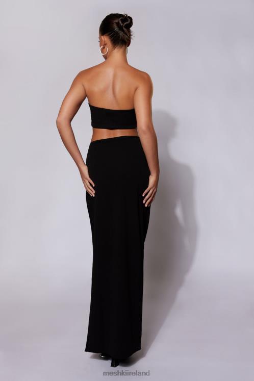 Meshki Anastasia Diamante Rope Maxi Skirt With Split Clothing Black 6DX221557