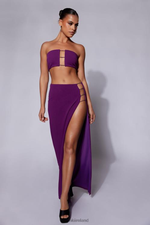Meshki Anastasia Diamante Rope Maxi Skirt With Split Clothing Grape 6DX221547