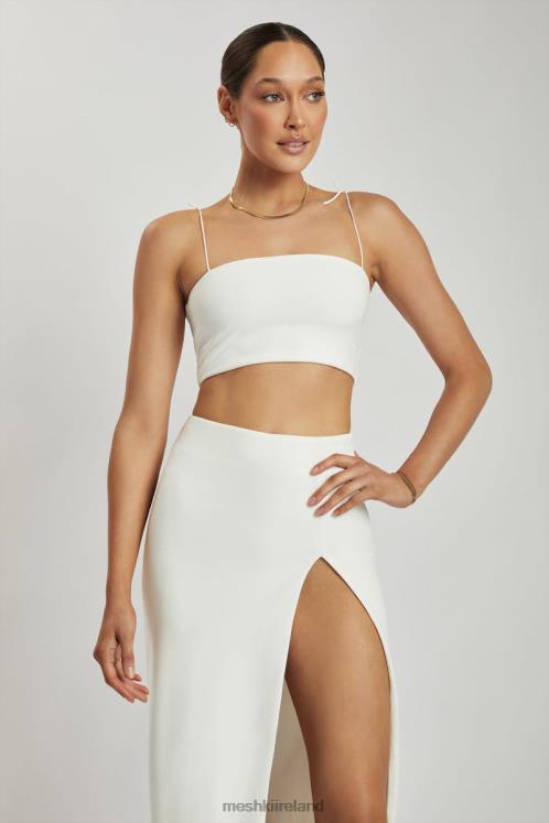 Meshki Arla High Waist Thigh Split Crepe Maxi Skirt Clothing White 6DX221421