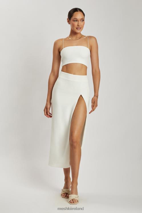 Meshki Arla High Waist Thigh Split Crepe Maxi Skirt Clothing White 6DX221421
