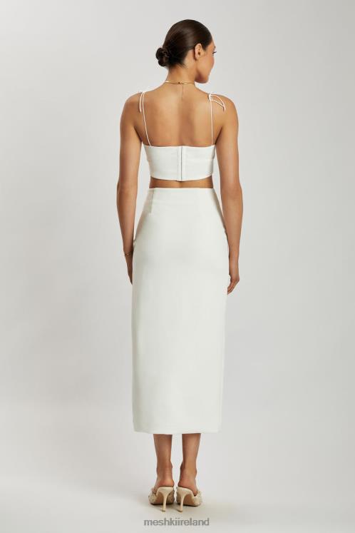 Meshki Arla High Waist Thigh Split Crepe Maxi Skirt Clothing White 6DX221421