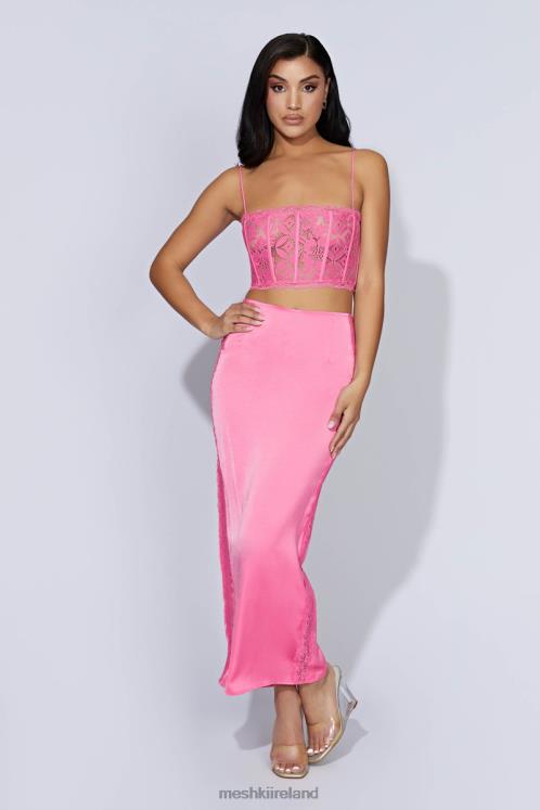 Meshki Bellamy Lace Maxi Skirt Clothing Bubblegum Pink 6DX221529