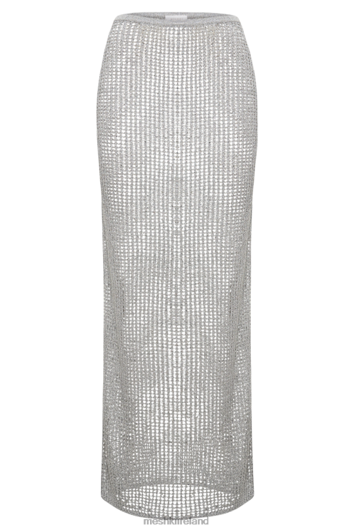 Meshki Christa Sequin Crochet Maxi Skirt Clothing Silver 6DX221481
