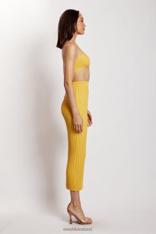 Meshki Crystal Ribbed Midaxi Skirt Clothing Yellow 6DX221338