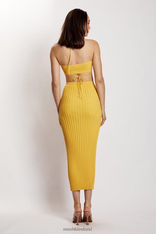Meshki Crystal Ribbed Midaxi Skirt Clothing Yellow 6DX221338