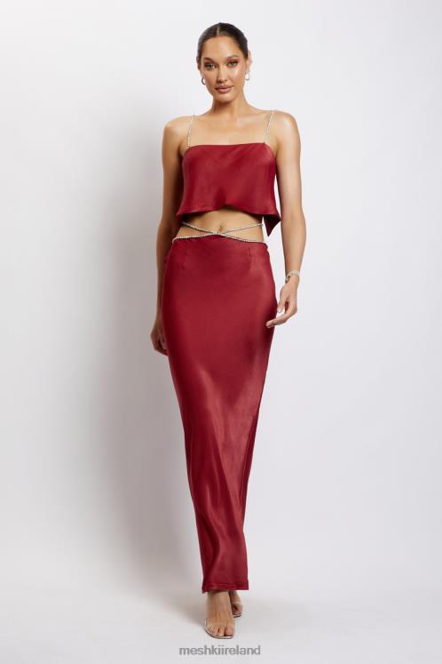 Meshki Dayana Diamante Maxi Skirt Clothing Wine 6DX221383