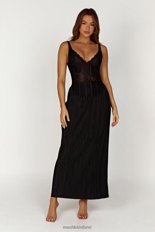 Meshki Elsie Plisse Maxi Skirt Clothing Black 6DX221365