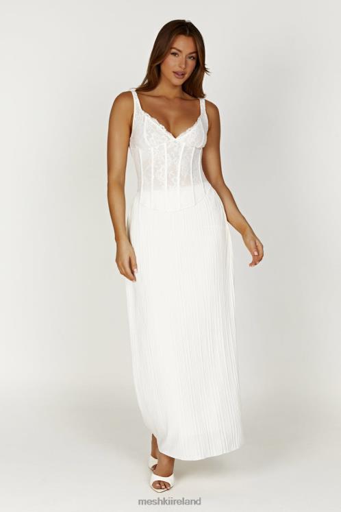 Meshki Elsie Plisse Maxi Skirt Clothing White 6DX221362
