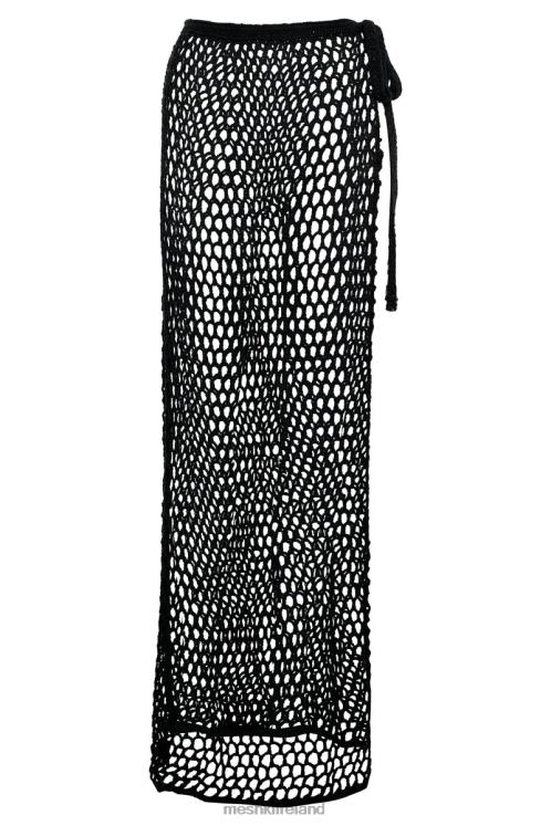 Meshki Hallie Tie Up Crochet Maxi Skirt Clothing Black 6DX221427