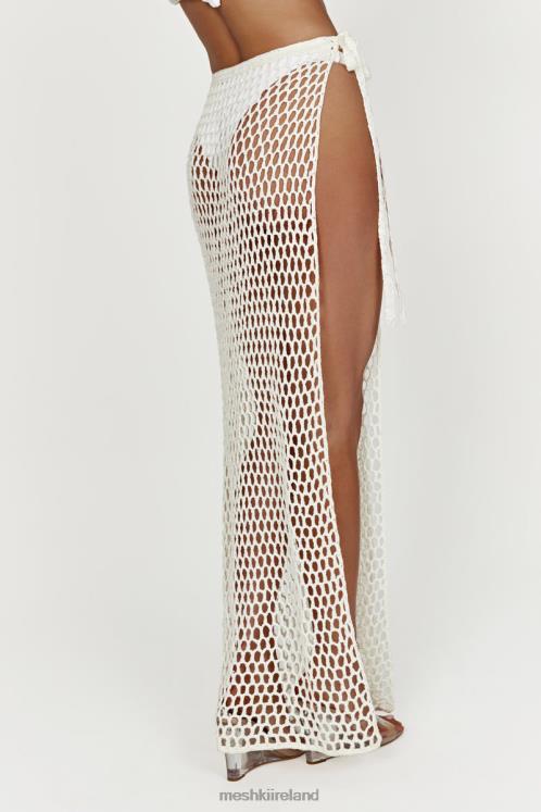 Meshki Hallie Tie Up Crochet Maxi Skirt Clothing White 6DX221537
