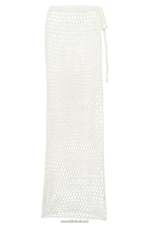 Meshki Hallie Tie Up Crochet Maxi Skirt Clothing White 6DX221537