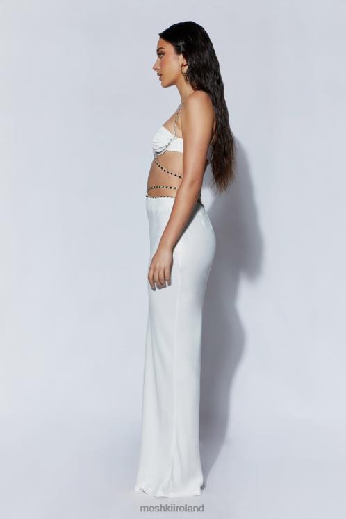 Meshki Havva Diamante Trim Maxi Skirt Clothing White 6DX221562