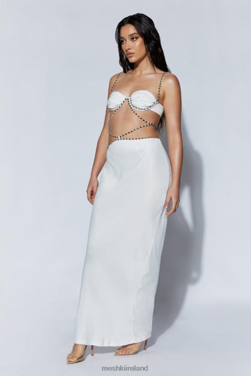 Meshki Havva Diamante Trim Maxi Skirt Clothing White 6DX221562