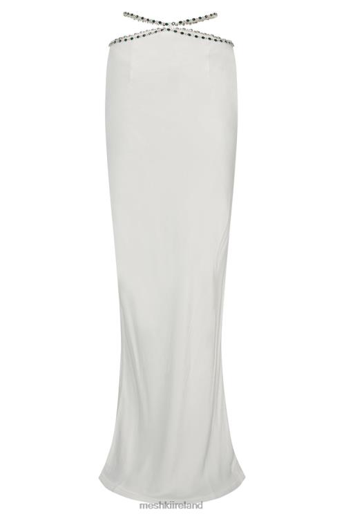 Meshki Havva Diamante Trim Maxi Skirt Clothing White 6DX221562