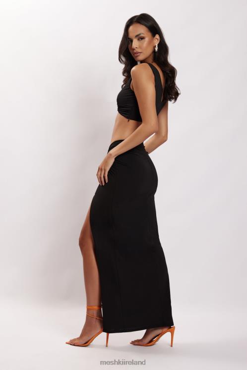 Meshki Jacqui Side Split Maxi Skirt Clothing Black 6DX221571