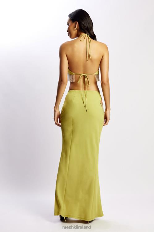 Meshki Jayleen Maxi Skirt With Fringe Clothing Chartreuse 6DX221551