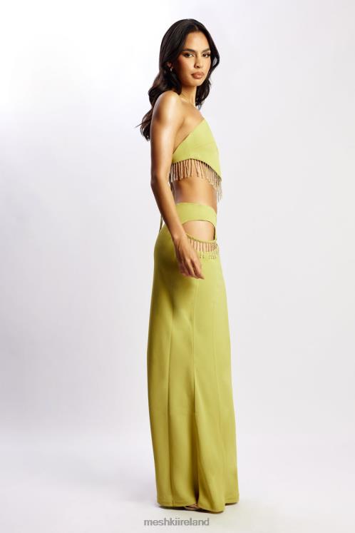 Meshki Jayleen Maxi Skirt With Fringe Clothing Chartreuse 6DX221551