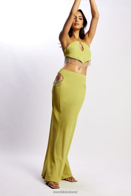 Meshki Jayleen Maxi Skirt With Fringe Clothing Chartreuse 6DX221551