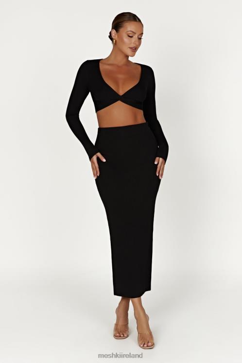 Meshki Kaesha Split Maxi Knitted Skirt Clothing Black 6DX221317