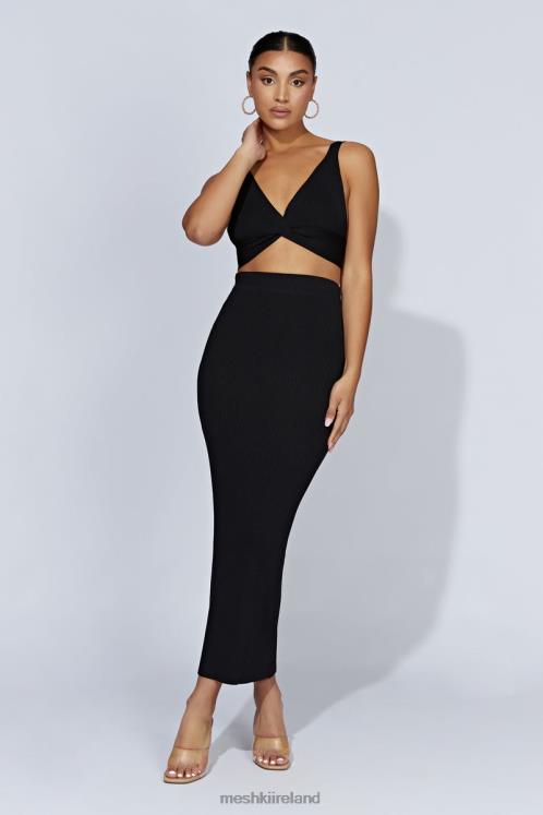 Meshki Kaesha Split Maxi Knitted Skirt Clothing Black 6DX221317