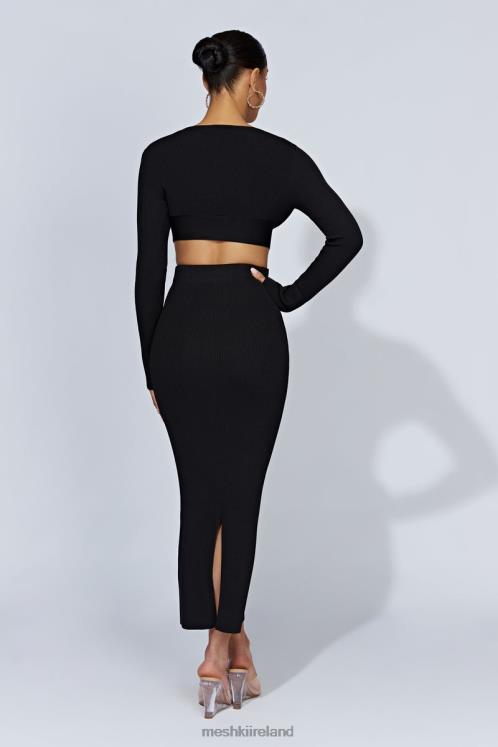 Meshki Kaesha Split Maxi Knitted Skirt Clothing Black 6DX221317