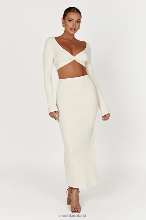 Meshki Kaesha Split Maxi Knitted Skirt Clothing Bone 6DX221272