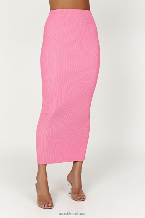 Meshki Kaesha Split Maxi Knitted Skirt Clothing Bubblegum Pink 6DX221417