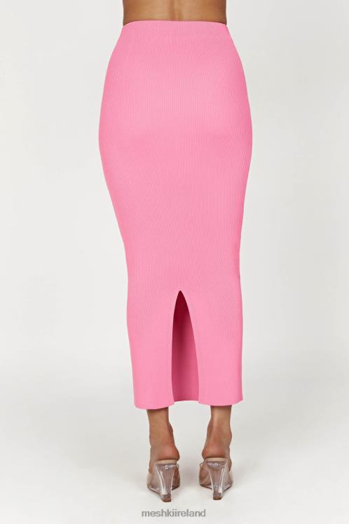 Meshki Kaesha Split Maxi Knitted Skirt Clothing Bubblegum Pink 6DX221417