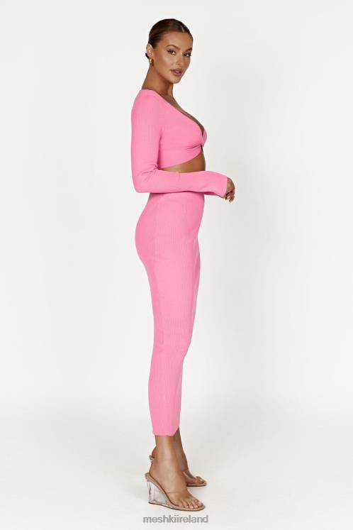 Meshki Kaesha Split Maxi Knitted Skirt Clothing Bubblegum Pink 6DX221417