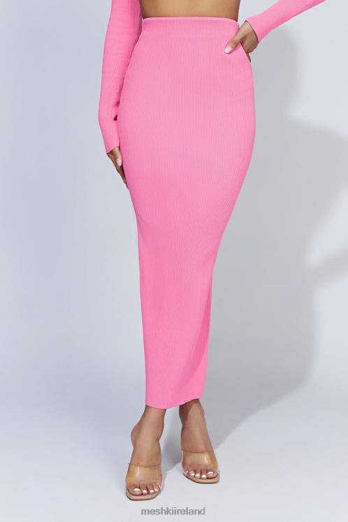 Meshki Kaesha Split Maxi Knitted Skirt Clothing Bubblegum Pink 6DX221417