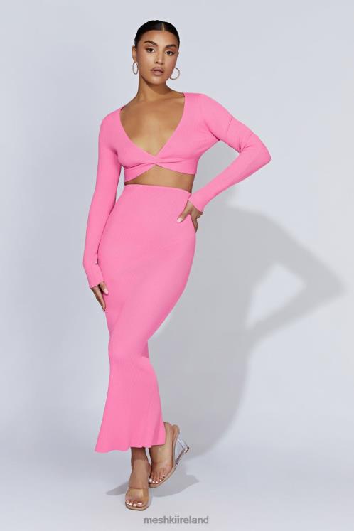 Meshki Kaesha Split Maxi Knitted Skirt Clothing Bubblegum Pink 6DX221417