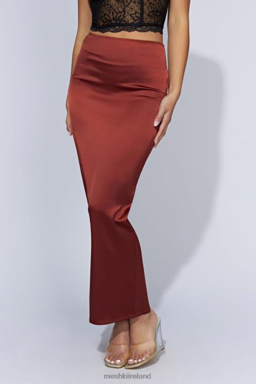 Meshki Mariah Maxi Satin Skirt Clothing Cherry Chocolate 6DX221471