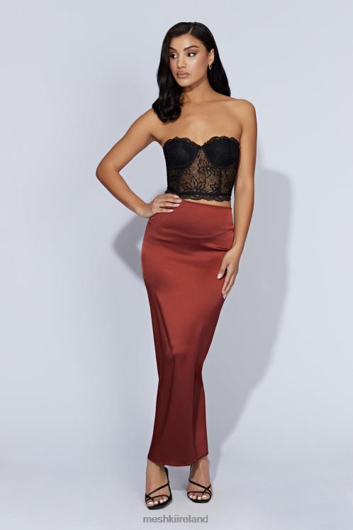 Meshki Mariah Maxi Satin Skirt Clothing Cherry Chocolate 6DX221471