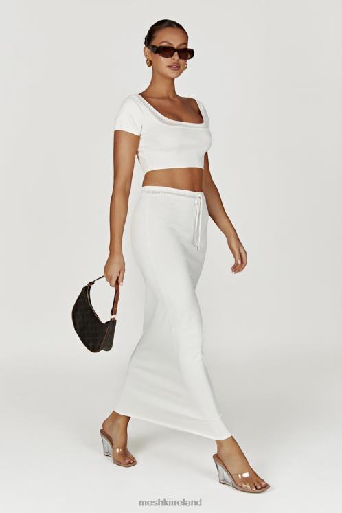 Meshki Penelope Pointelle Knit Maxi Skirt Clothing White 6DX221425