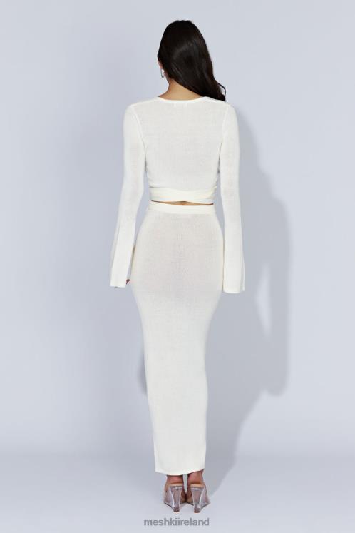 Meshki Petra Knit Split Maxi Skirt Clothing Off White 6DX221535