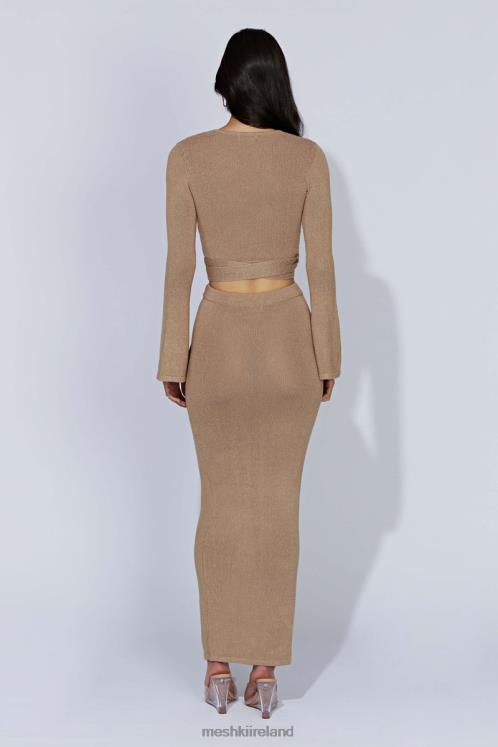 Meshki Petra Knit Split Maxi Skirt Clothing Taupe 6DX221366